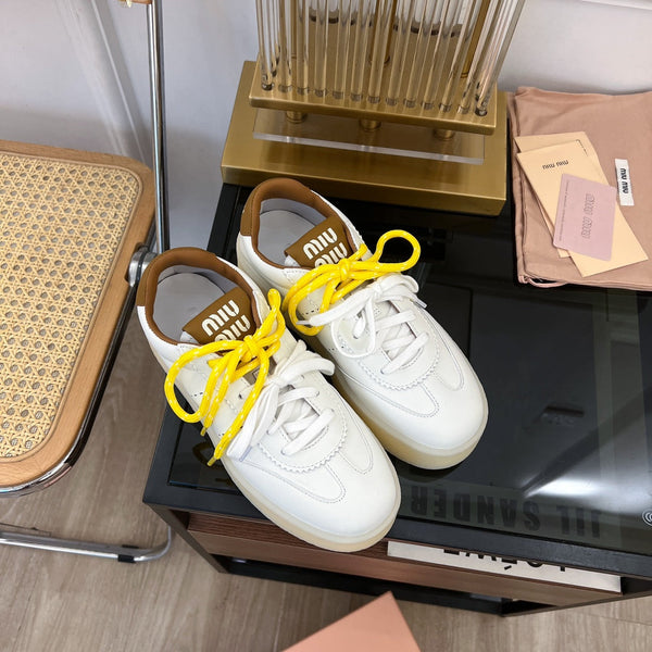 Miu Sneakers White Mix Gold Wire Cowhide
