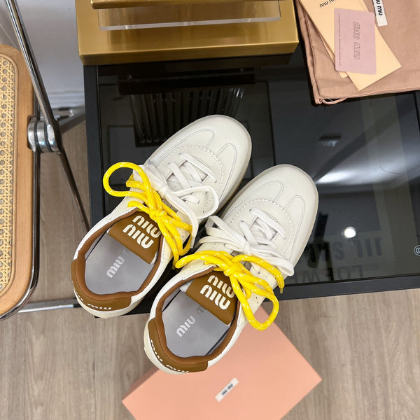 Miu Sneakers White Mix Gold Wire Cowhide