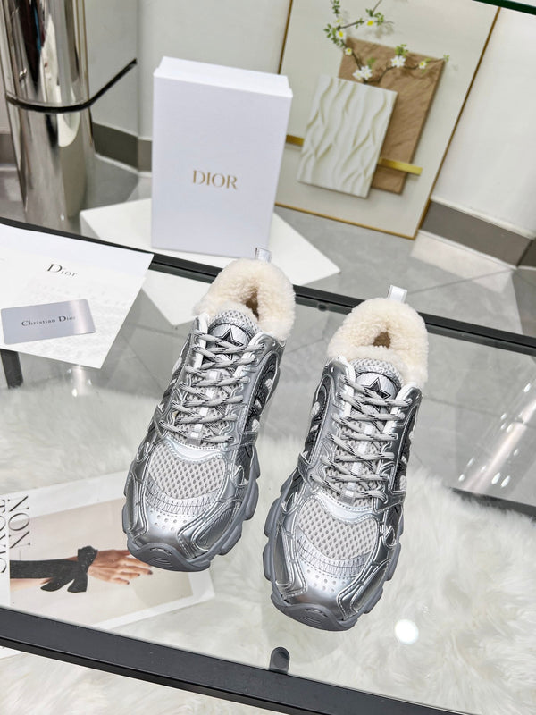 CD Chrono Sneaker Grey Wool Lining Mesh Fabric And Calfskin