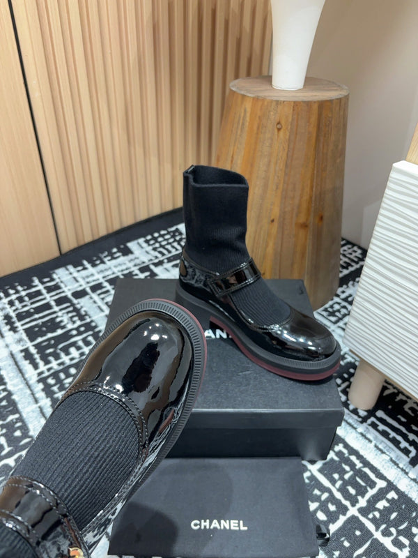 CC Ankle Boots 50mm Black Wool And Cowhide