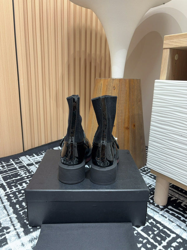 CC Ankle Boots 50mm Black Wool And Cowhide