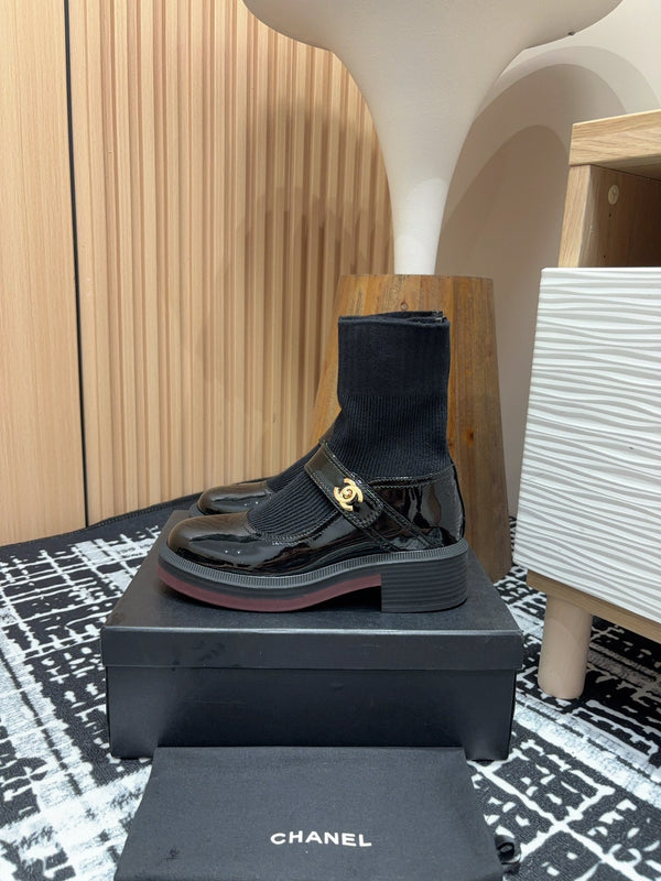 CC Ankle Boots 50mm Black Wool And Cowhide