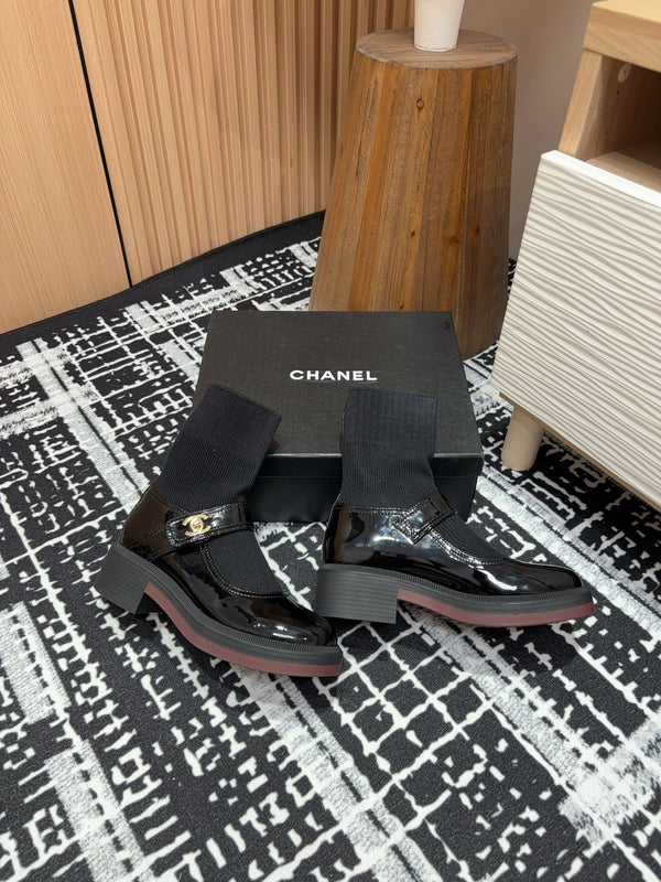 CC Ankle Boots 50mm Black Wool And Cowhide