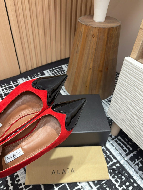 Alaila Ballerina Flats Coeur In Red Suede 933072