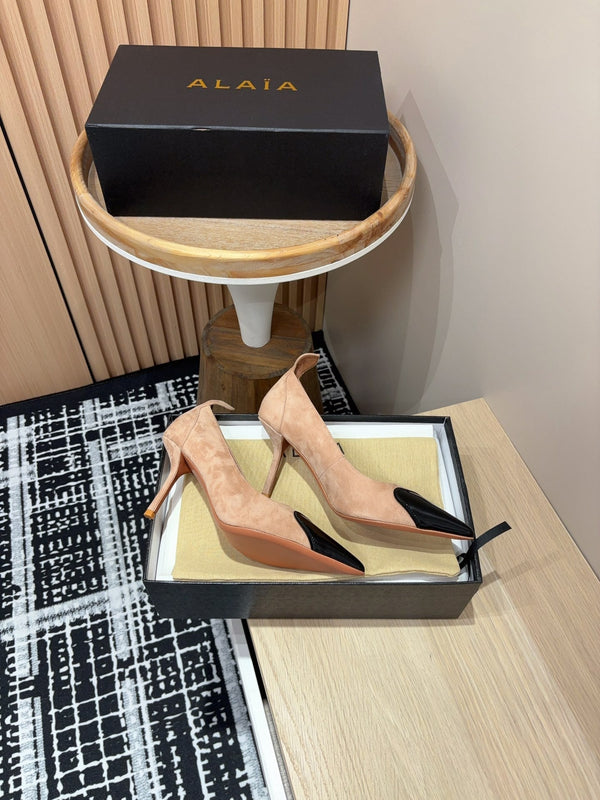 Alaia Pump Coeur 85mm In Beige Suede 933078