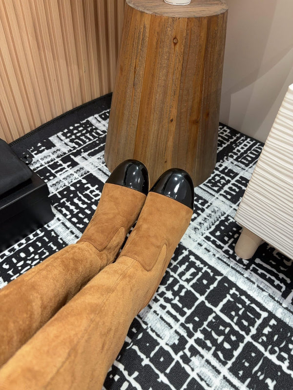 Stivali alti CC 90mm in pelle scamosciata marrone nera