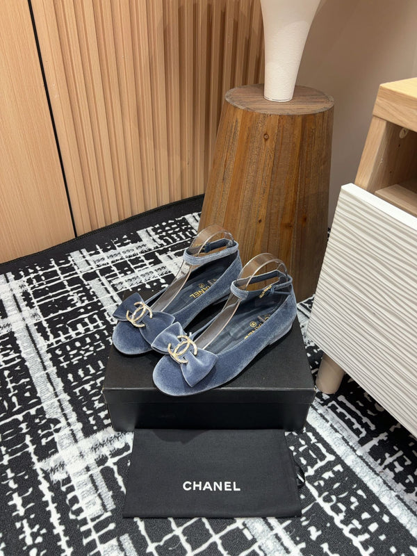 CC Mary Jane Light Blue Bow Tie Velvet And Lambskin