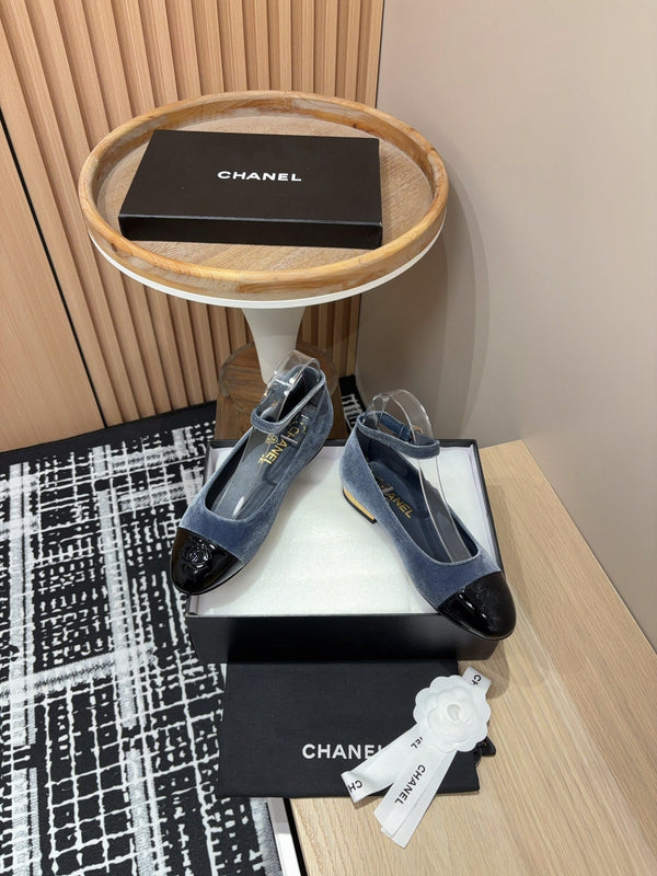 CC Mary Jane Black Light Blue Velvet And Lambskin