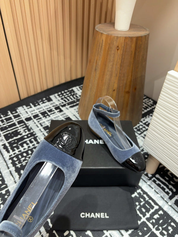 CC Mary Jane Black Light Blue Velvet And Lambskin