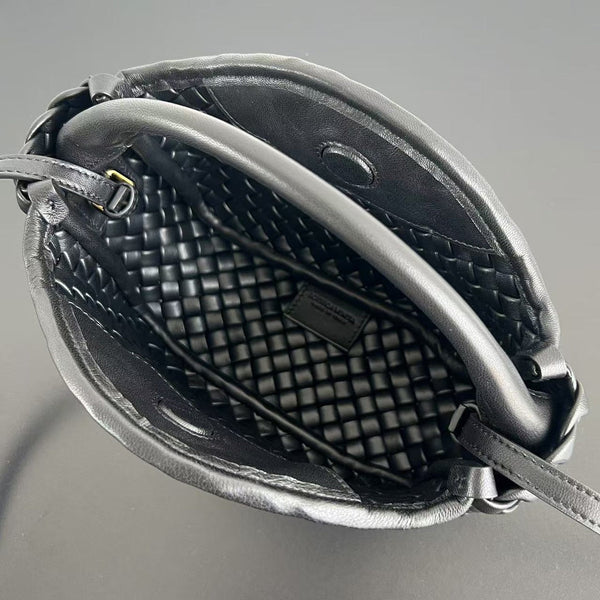 BV Small Cobble Top Handle 23cm Black Lambskin