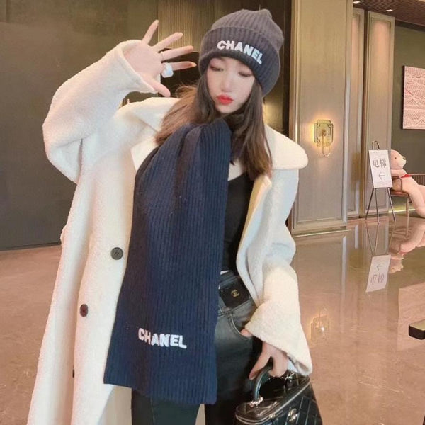 SET HAT AND SCARF IN BLACK WOOL 422599