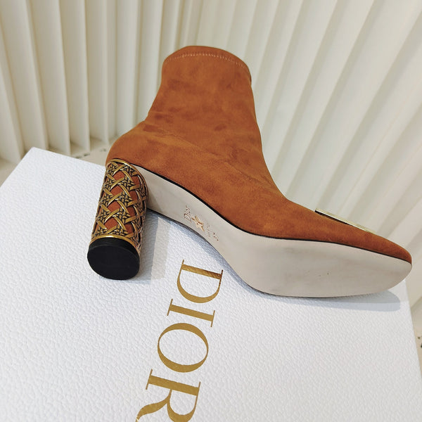 Miss Dior Ankle Boots 80mm Orange Brown Suede 111380