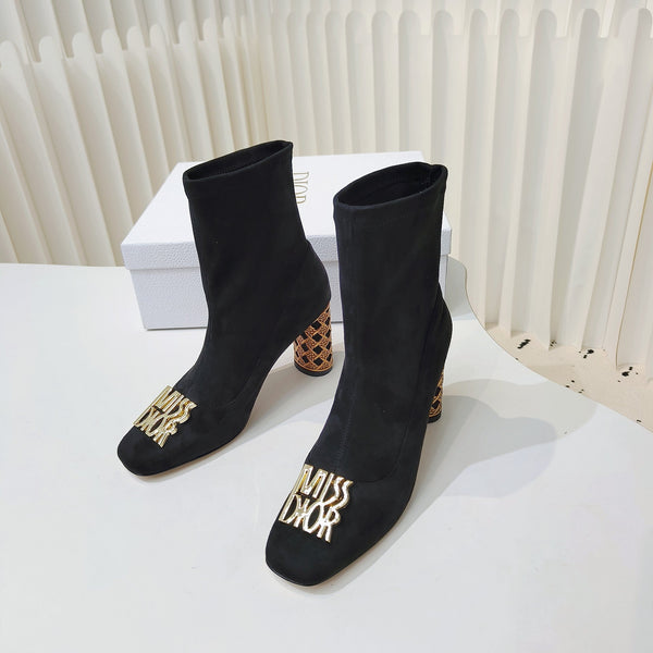 Miss Dior Ankle Boots 80mm Black Suede 111382