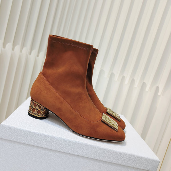 Miss Dior Ankle Boots 40mm Orange Brown Suede 111387