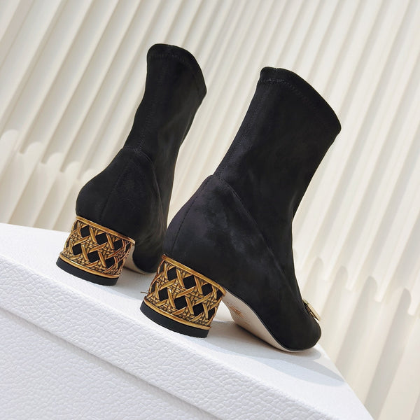 Stivaletti Miss Dior 40mm in pelle scamosciata nera 111389