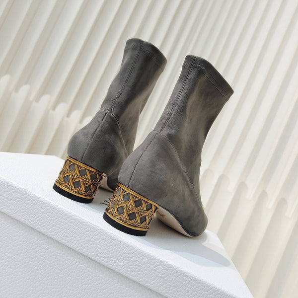 Stivaletti Miss Dior 40mm in camoscio grigio 111391