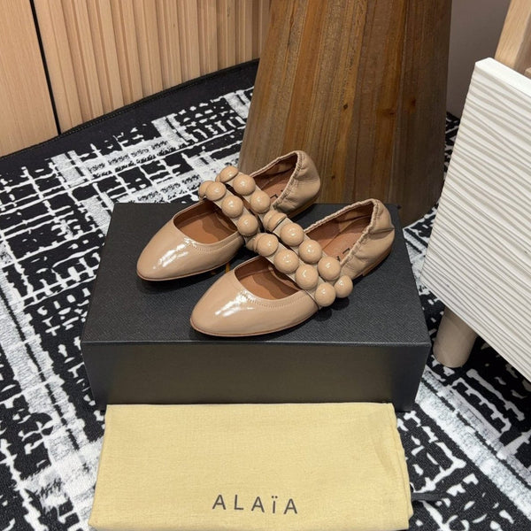 Ballerine Alaila Sphere in pelle di vitello lucida beige 964202