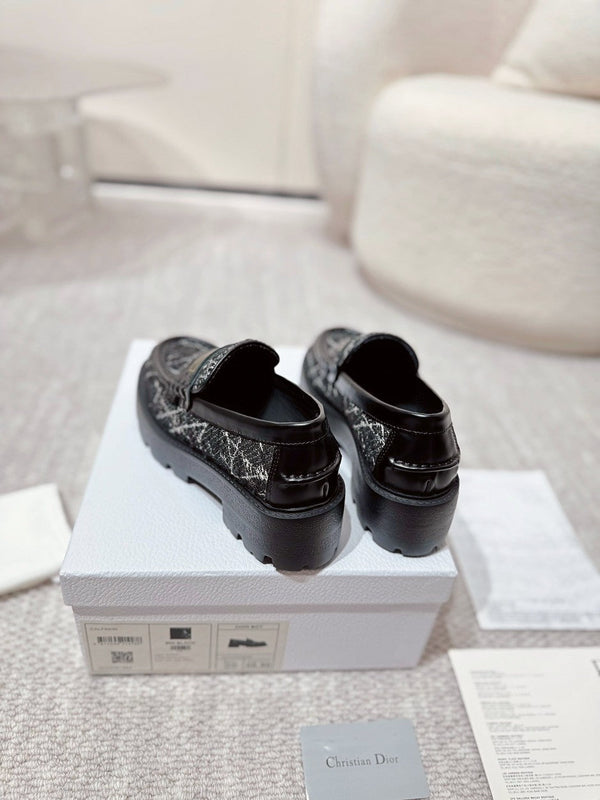 CD Boy Platform Loafer In Black Tweed Fabric 988792