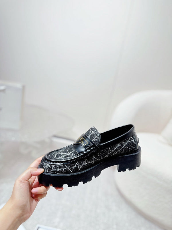 CD Boy Platform Loafer In Black Tweed Fabric 988792