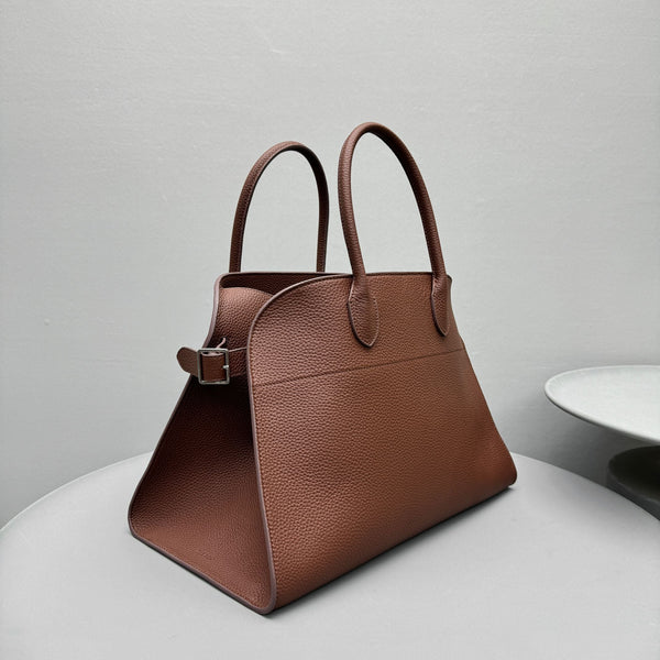 The Row Margaux 15 38cm Tote Bag Brown Grained Calfskin