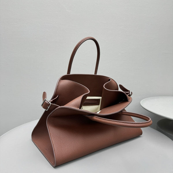 The Row Margaux 15 38cm Tote Bag Brown Grained Calfskin
