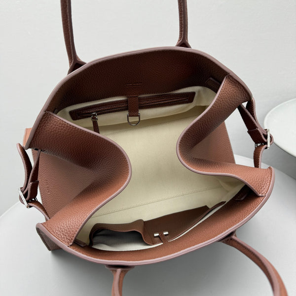 The Row Margaux 15 38cm Tote Bag Brown Grained Calfskin