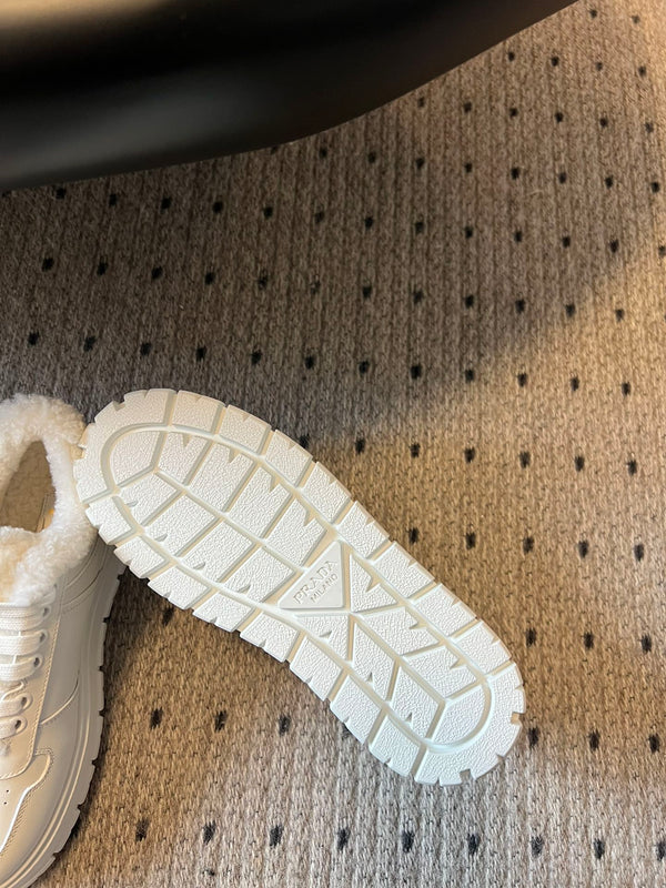 Pra Sneaker White Cowhide Lace Wool 478562