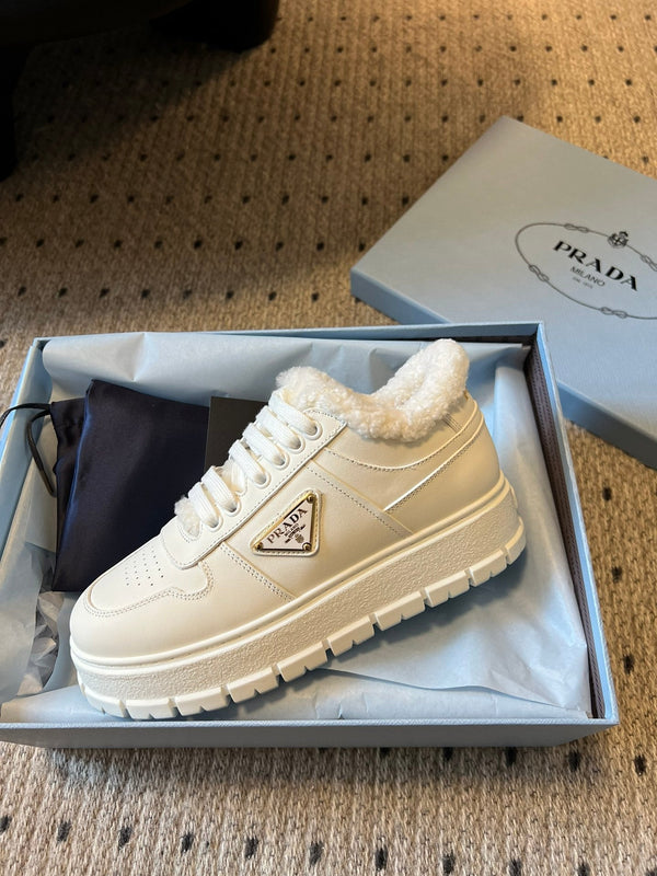 Pra Sneaker White Cowhide Lace Wool 478562