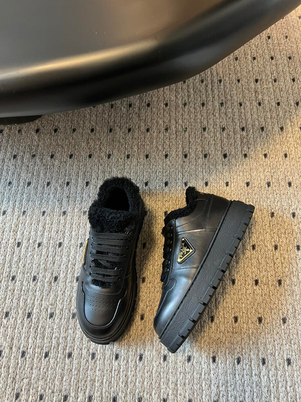 Pra Sneaker Black Cowhide Lace Wool 478563