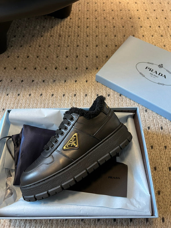 Pra Sneaker Black Cowhide Lace Wool 478563