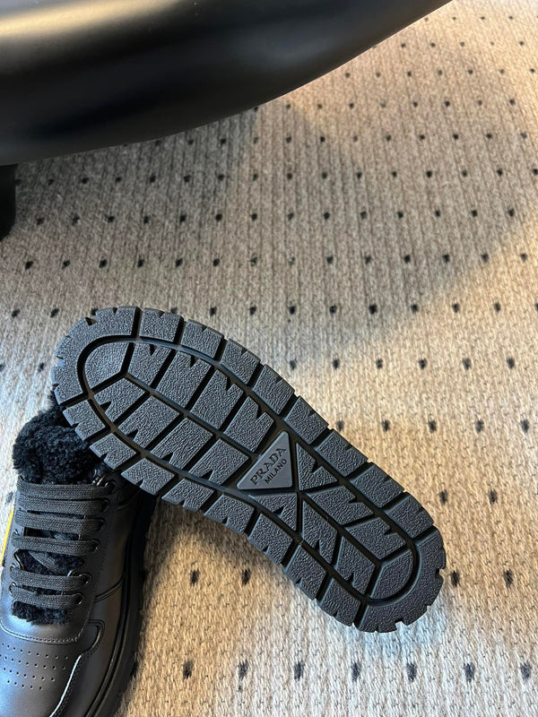 Pra Sneaker Black Cowhide Lace Wool 478563