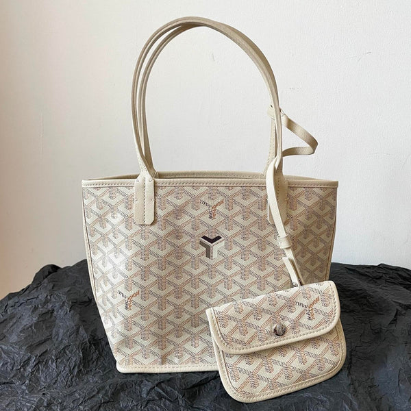 ANJOU MINI BAG 20 IN BEIGE GOYARDINE CANVAS AND CALFSKIN