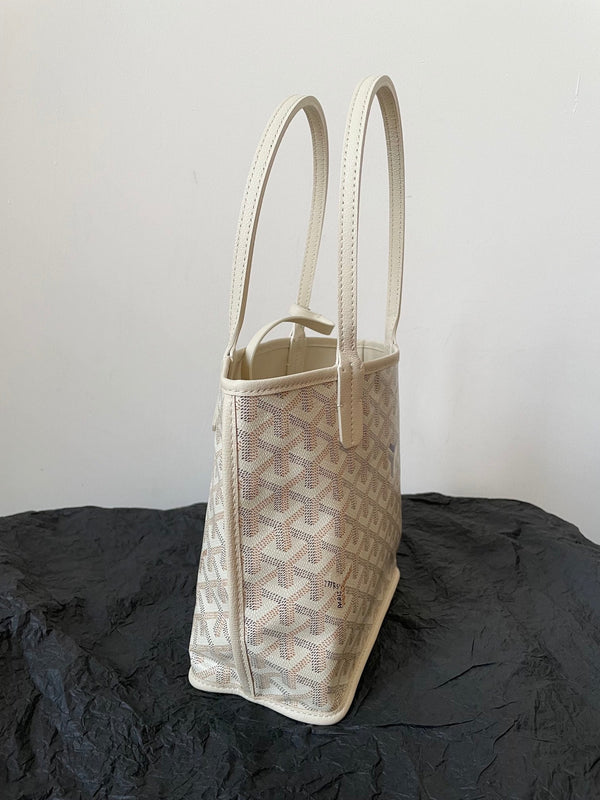 ANJOU MINI BAG 20 IN BEIGE GOYARDINE CANVAS AND CALFSKIN