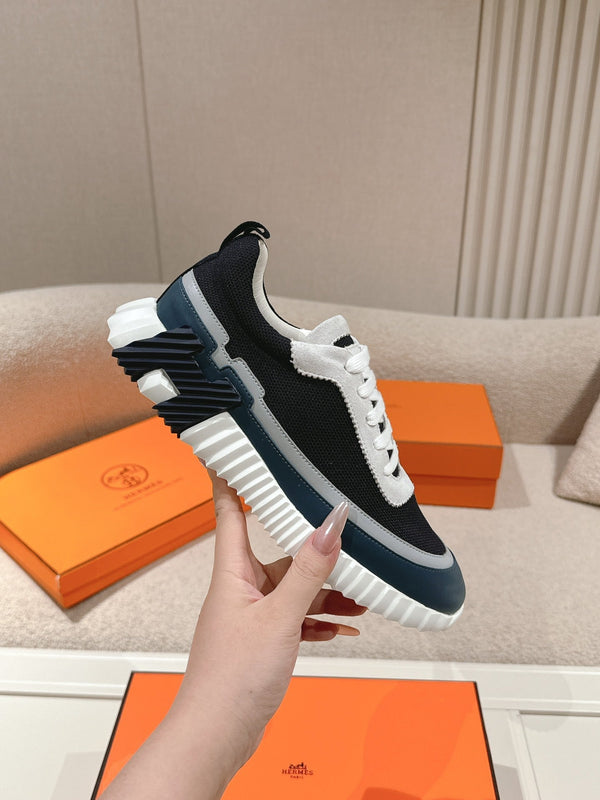 HM Men's Sneaker Black Blue Goatskin Suede 578953