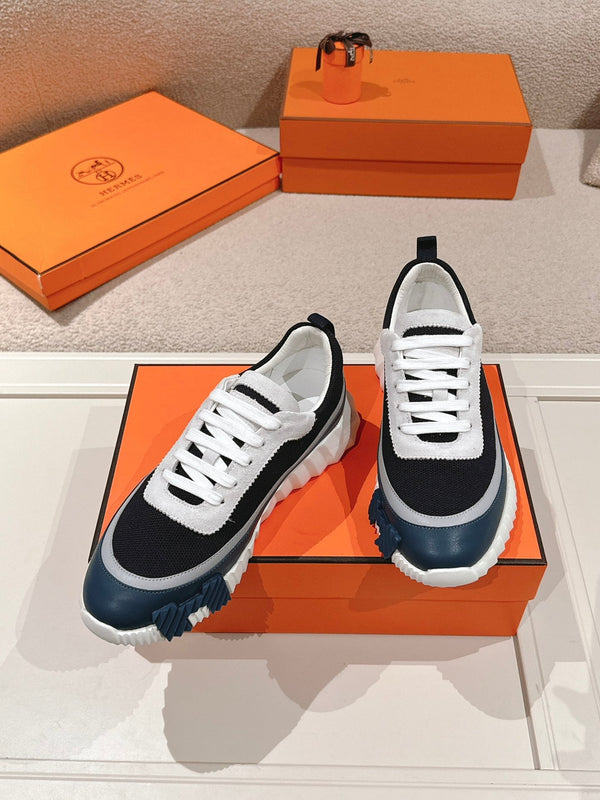 HM Men's Sneaker Black Blue Goatskin Suede 578953