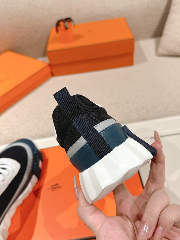 HM Men's Sneaker Black Blue Goatskin Suede 578953