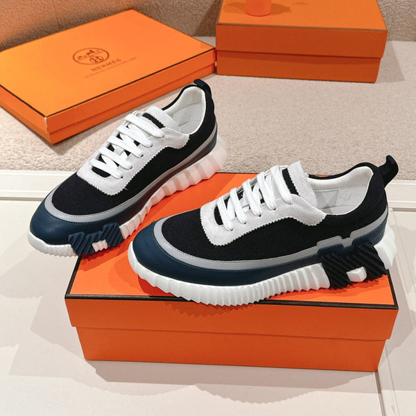 HM Men's Sneaker Black Blue Goatskin Suede 578953