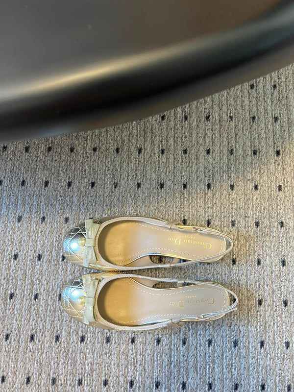 CD Ballet Slingback Pump 35mm In Gold Quilted Calfskin 997273