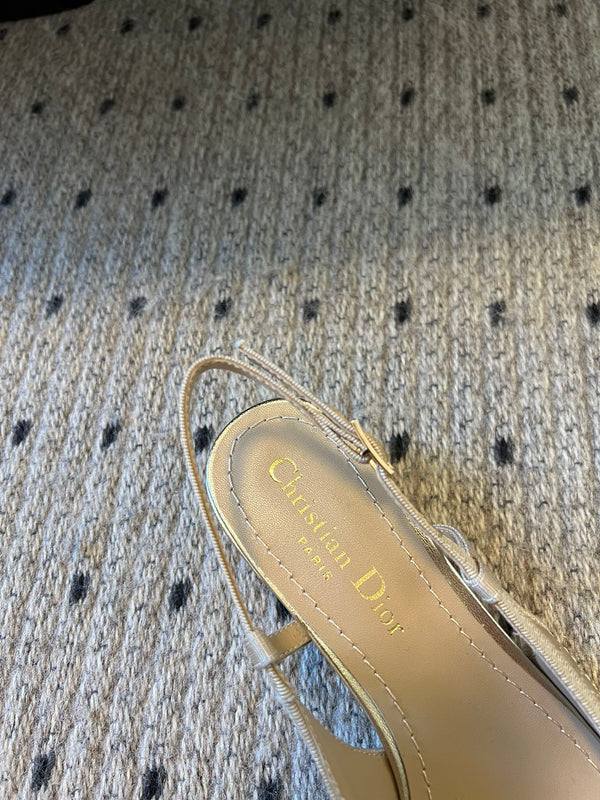 CD Ballet Slingback Pump 35mm In Gold Quilted Calfskin 997273