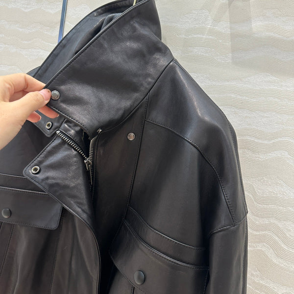 YSL Double Pocket Silhouette Jacket Black Lambskin