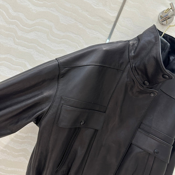 YSL Double Pocket Silhouette Jacket Black Lambskin