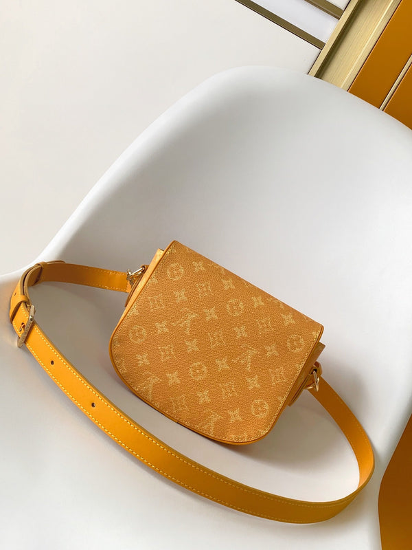 LV Montsouris Messenger 20cm Yellow Monogram Heritage Canvas & Cowhide GHW