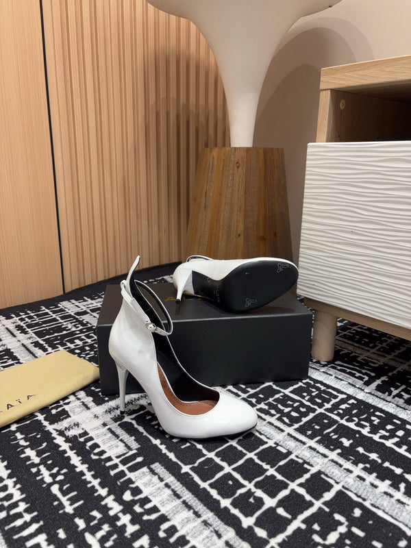 Alaia Decollete Pumps 105mm In White Glossy Cowhide 121910