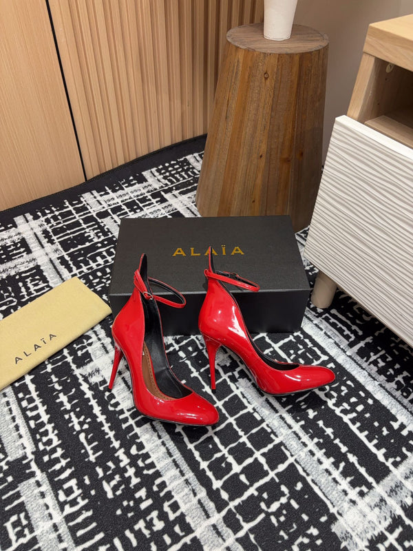 Alaia Decollete Pumps 105mm In Red Glossy Cowhide 121911