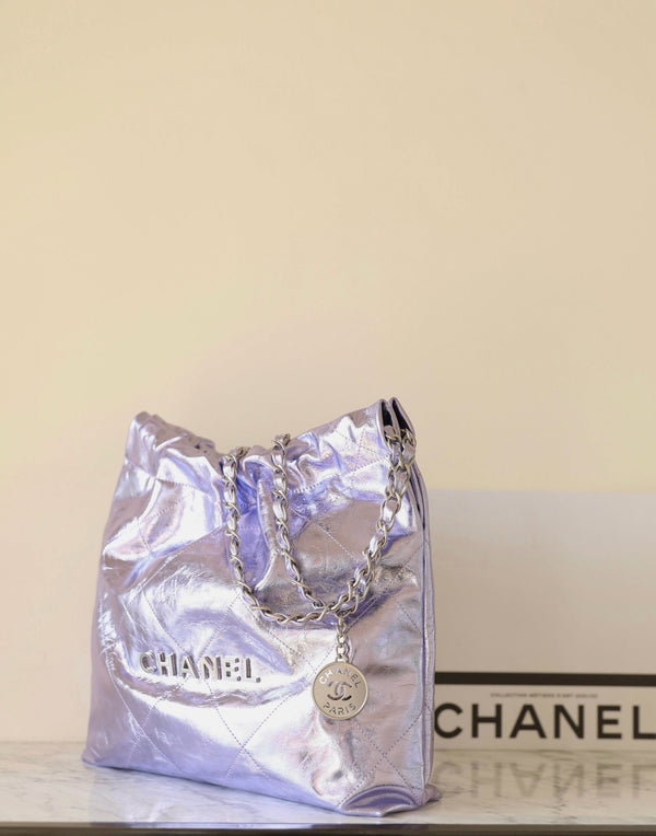 25C Hobo 22 Bag 35cm Violet Metalic Lambskin