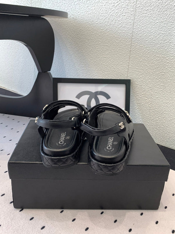 Sandali CC in pelle di agnello nera 147004