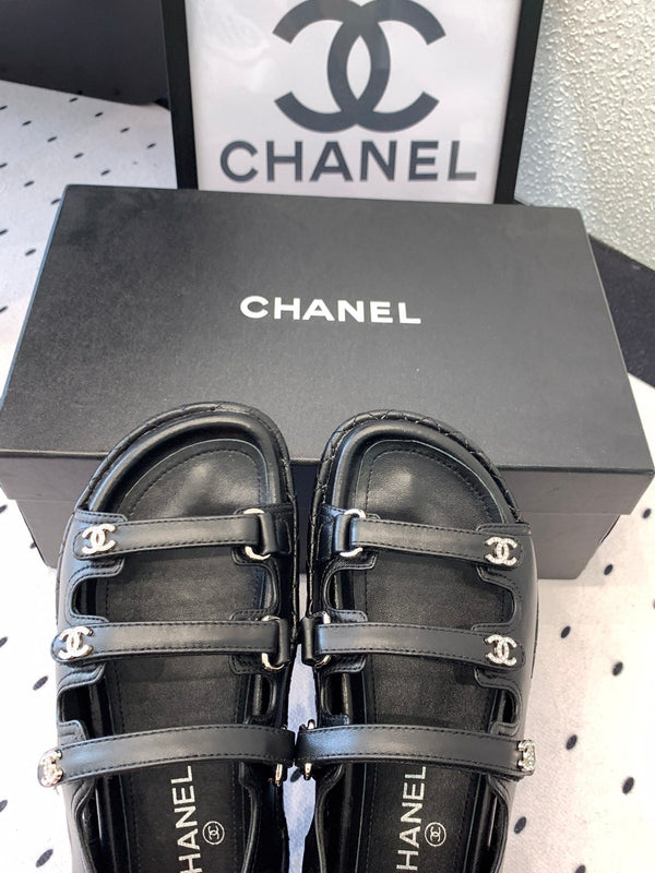 Sandali CC in pelle di agnello nera 147004