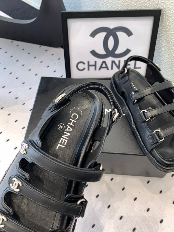 Sandali CC in pelle di agnello nera 147004