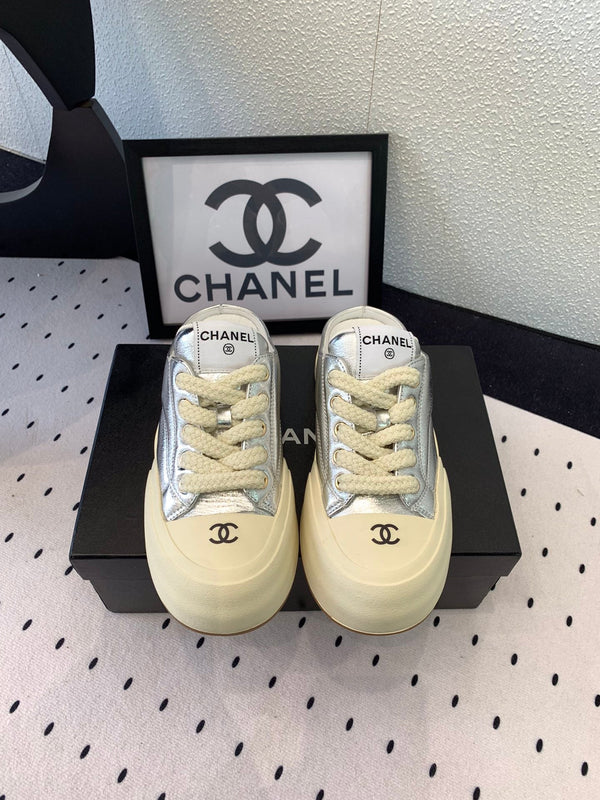 CC Mule Sneaker 50mm In Silver Cowhide 147071