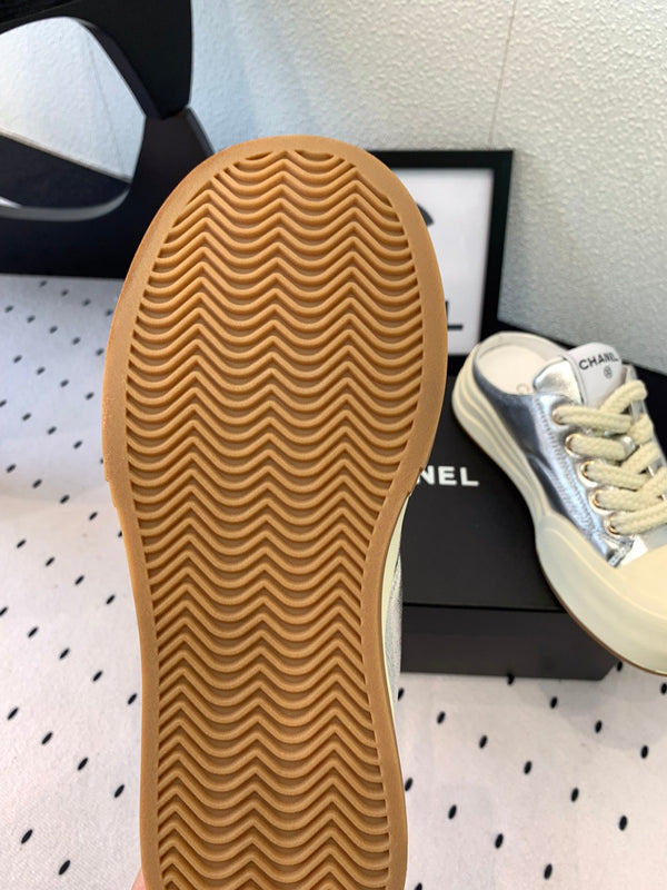 CC Mule Sneaker 50mm In Silver Cowhide 147071